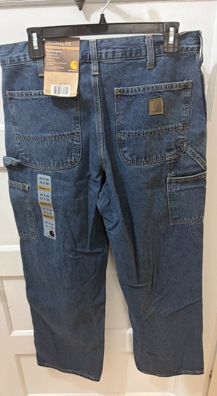 Carhartt Work Dungaree Denim Jeans Mens 33 X 30 B13 DPS NWT NOS New